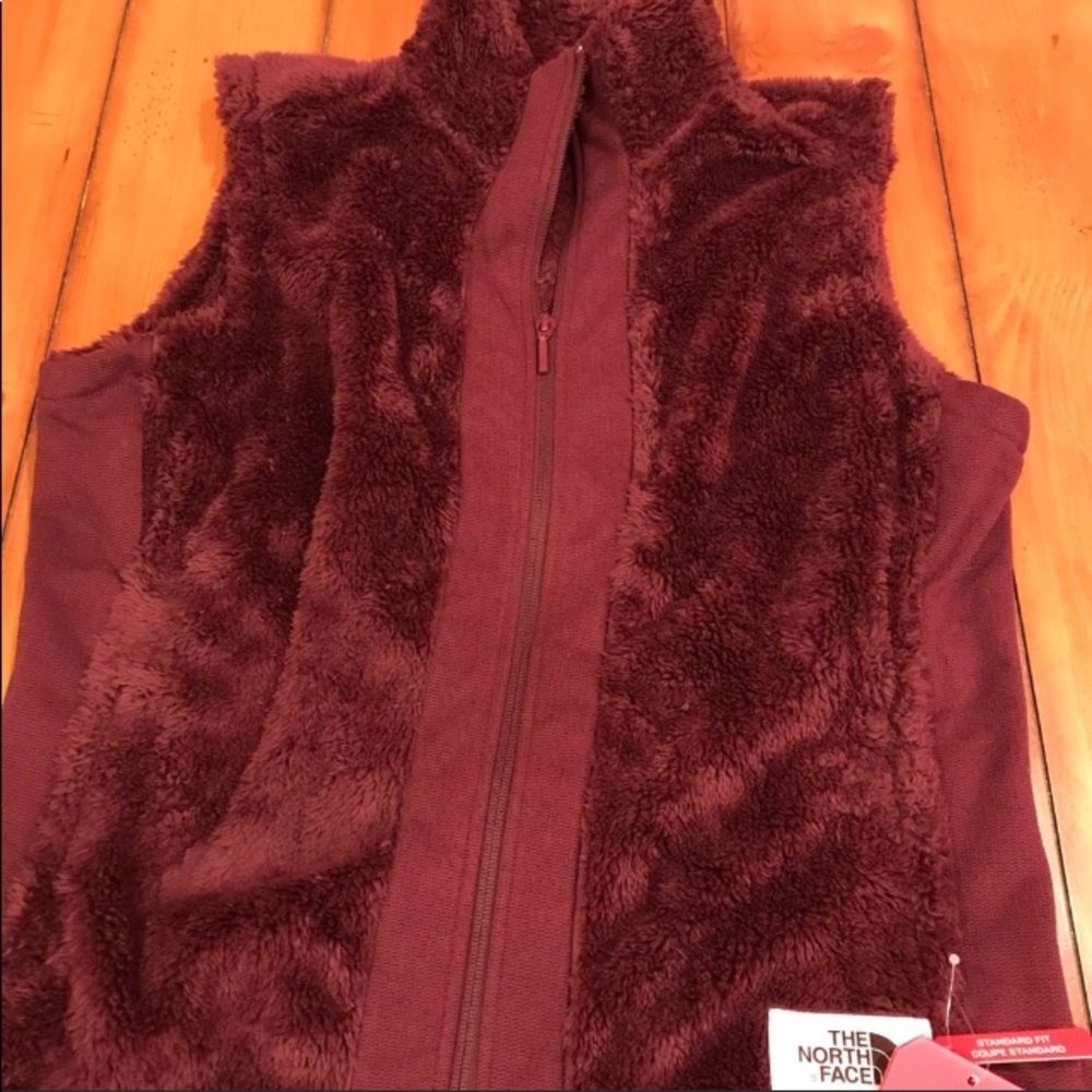 The North Fave Furry Fleece vest Fig
